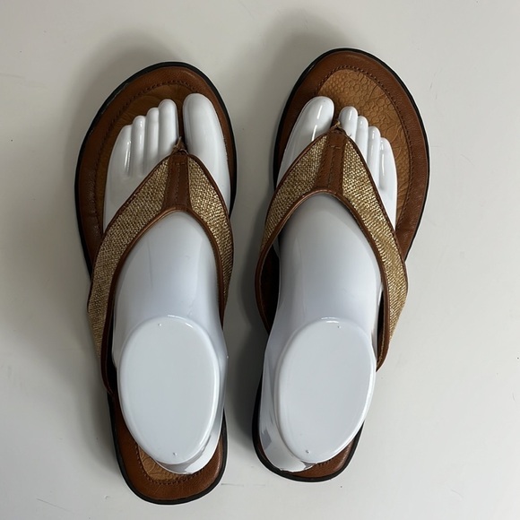 BOC Woven Fabric Thong Sandals Women's 9 Beige Tan Cream - Picture 7 of 12